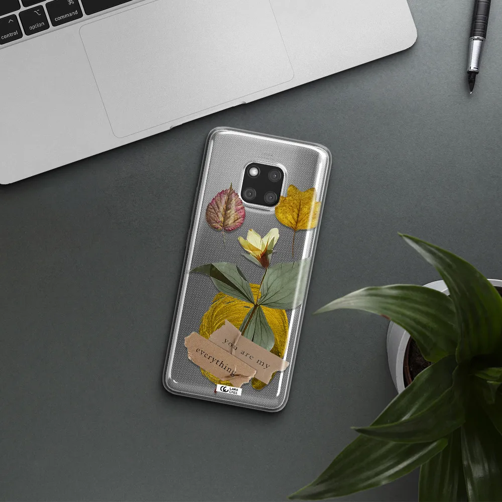 A Flower With Leaves And A Box Huawei Mate 20 Pro Clear Tpu Case