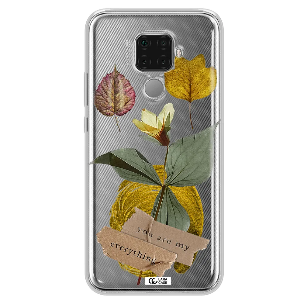 A Flower With Leaves And A Box Huawei Mate 30 Lite Clear Tpu Case