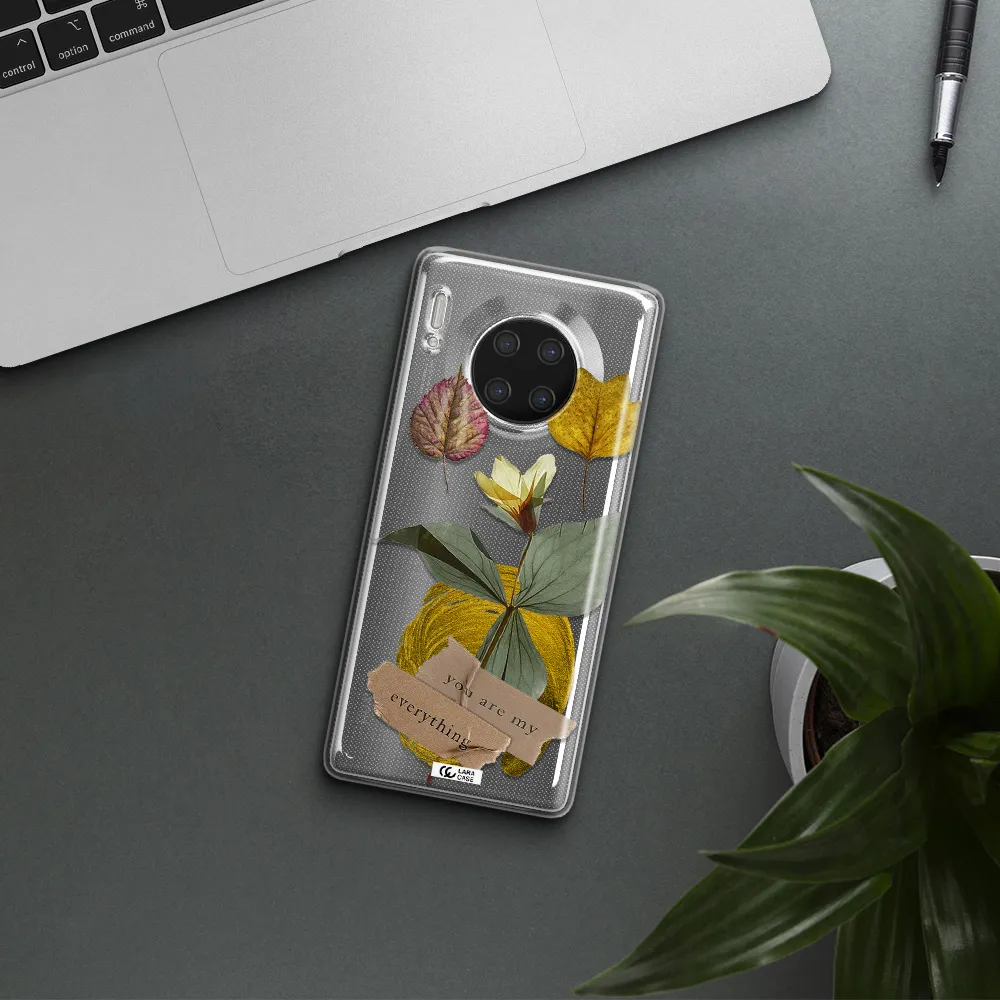 A Flower With Leaves And A Box Huawei Mate 30 Pro Clear Tpu Case