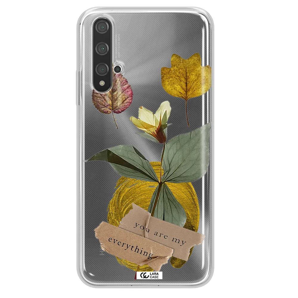 A Flower With Leaves And A Box Huawei Nova 5T Clear Tpu Case