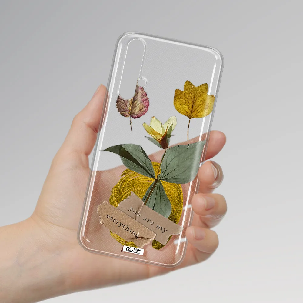A Flower With Leaves And A Box Huawei Nova 5T Clear Tpu Case