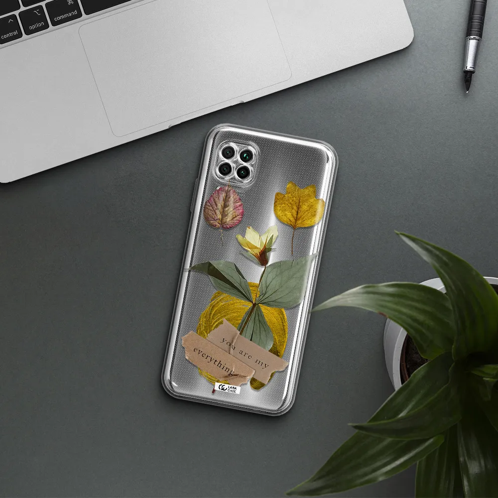 A Flower With Leaves And A Box Huawei Nova 7I Clear Tpu Case
