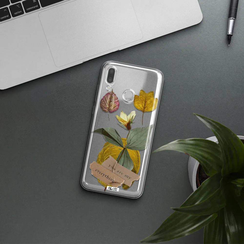 A Flower With Leaves And A Box Huawei P Smart 2019 Clear Tpu Case