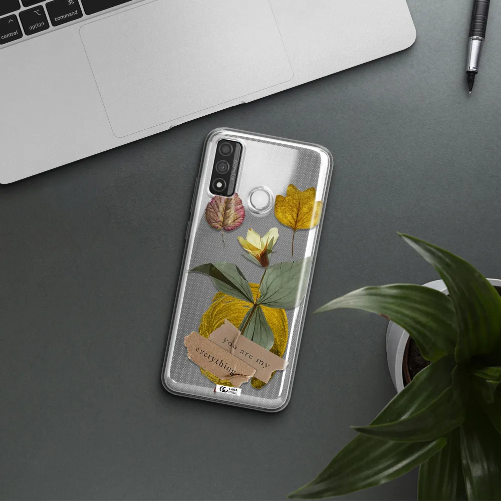 A Flower With Leaves And A Box Huawei P Smart 2020 Clear Tpu Case