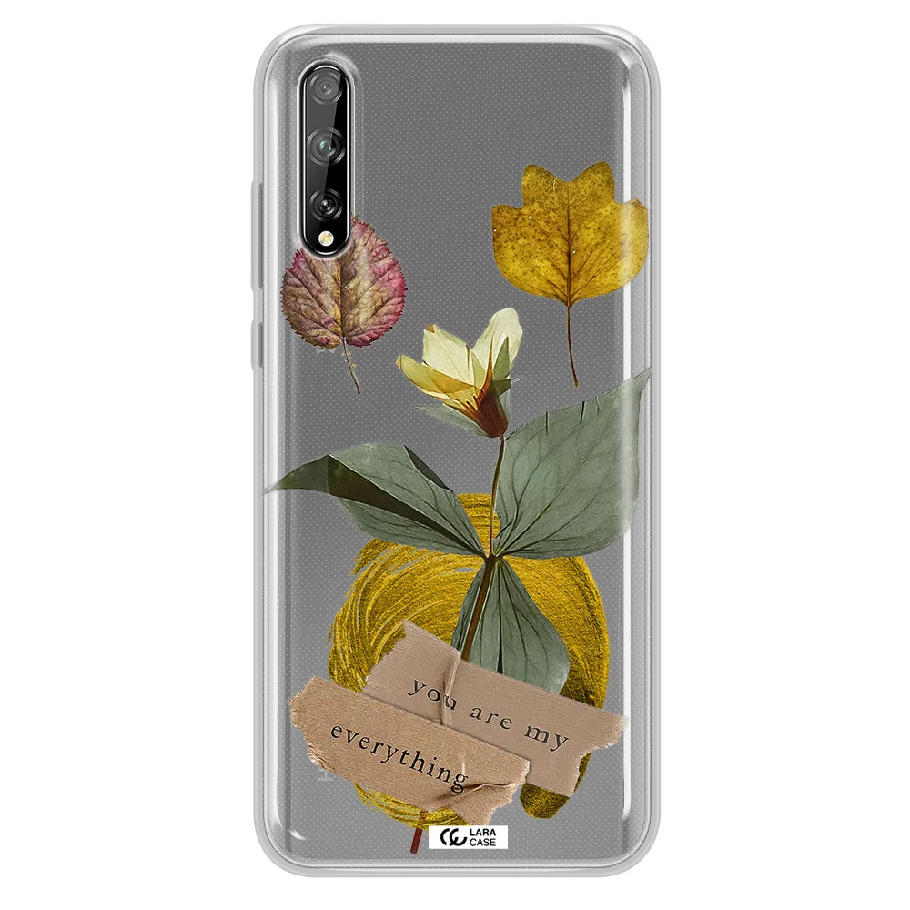 A Flower With Leaves And A Box Huawei P Smart S Clear Tpu Case