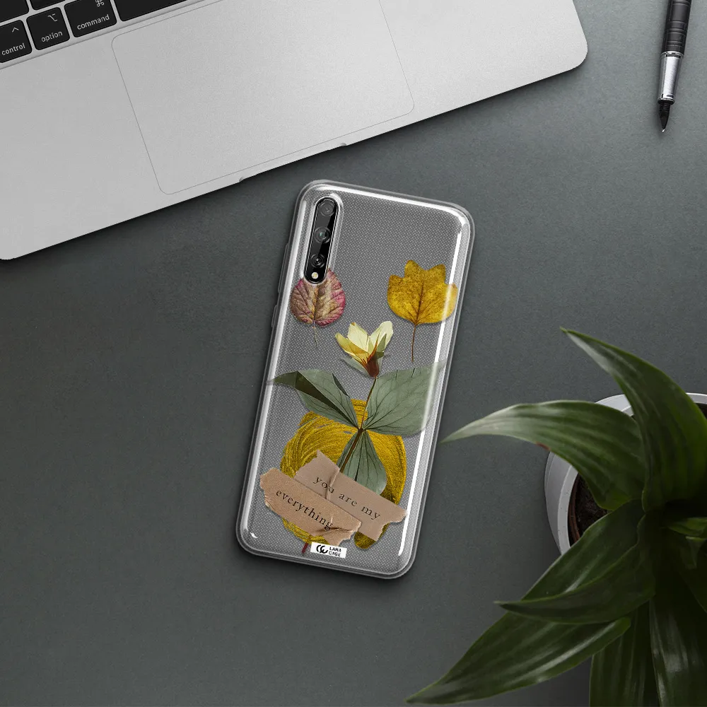 A Flower With Leaves And A Box Huawei P Smart S Clear Tpu Case