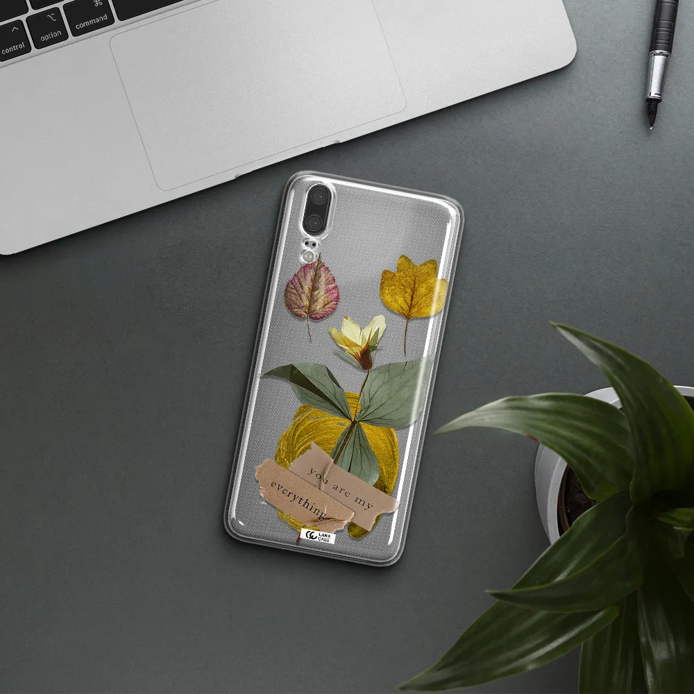A Flower With Leaves And A Box Huawei P20 Clear Tpu Case