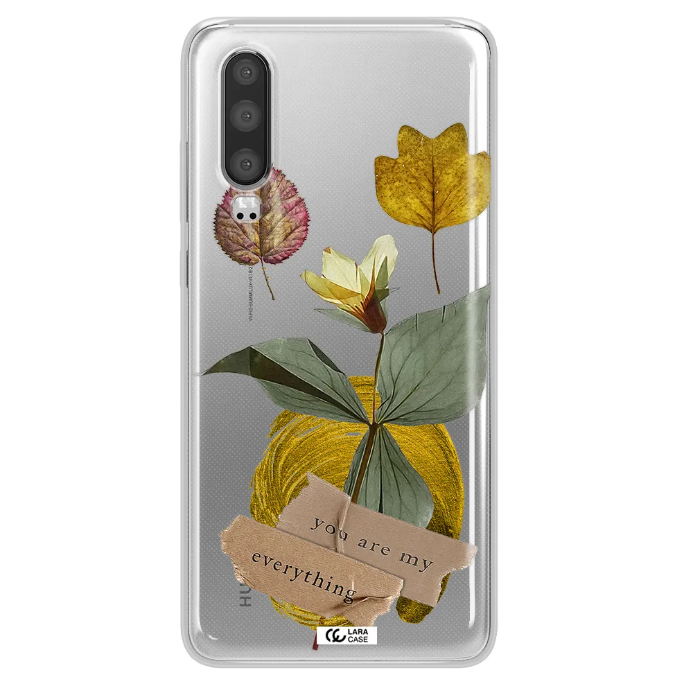 A Flower With Leaves And A Box Huawei P30 Clear Tpu Case