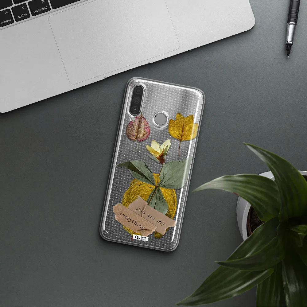 A Flower With Leaves And A Box Huawei P30 Lite Clear Tpu Case