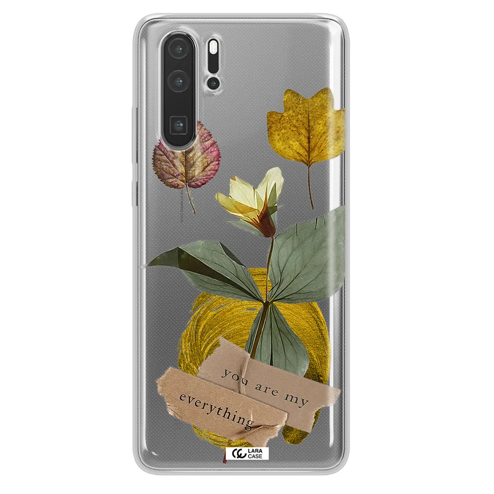 A Flower With Leaves And A Box Huawei P30 Pro Clear Tpu Case