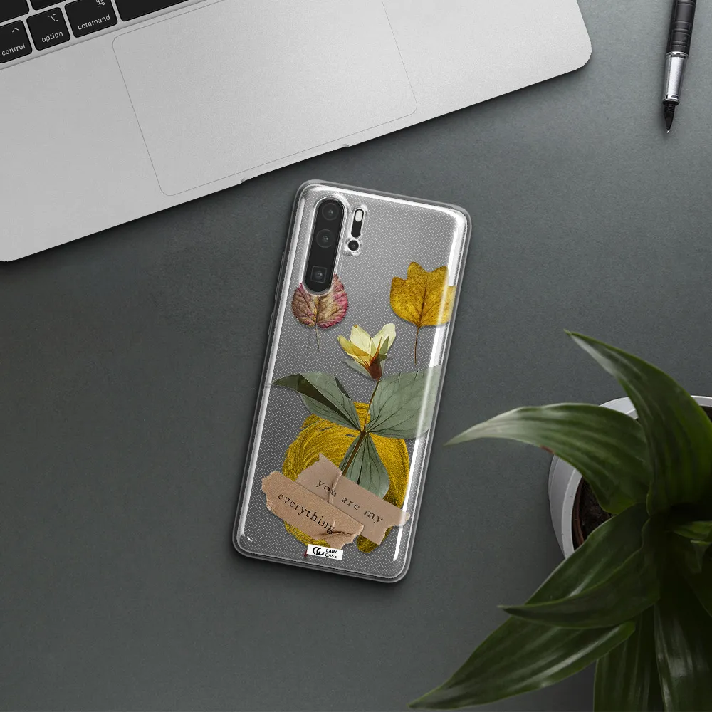 A Flower With Leaves And A Box Huawei P30 Pro Clear Tpu Case
