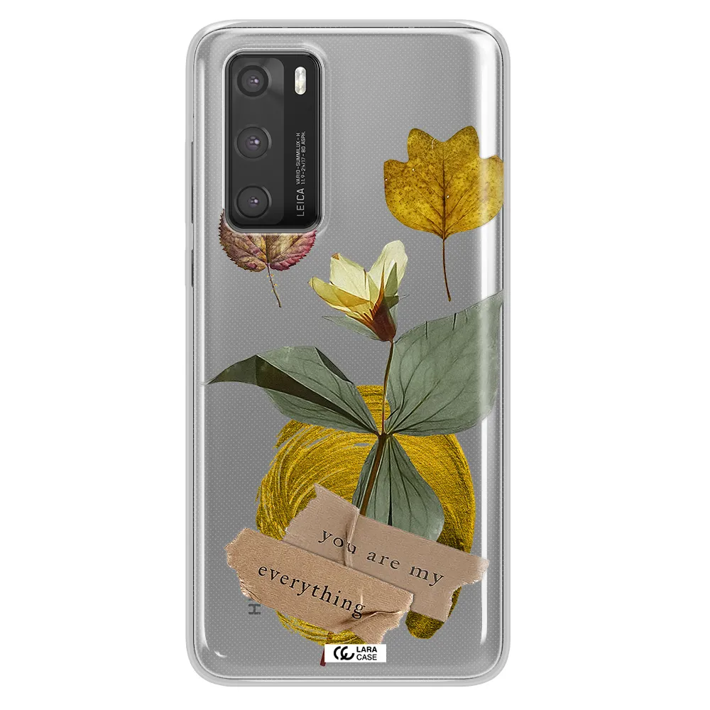A Flower With Leaves And A Box Huawei P40 Clear Tpu Case
