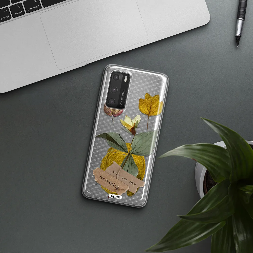 A Flower With Leaves And A Box Huawei P40 Clear Tpu Case