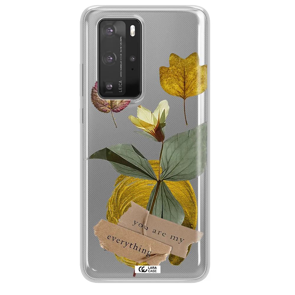 A Flower With Leaves And A Box Huawei P40 Pro Clear Tpu Case