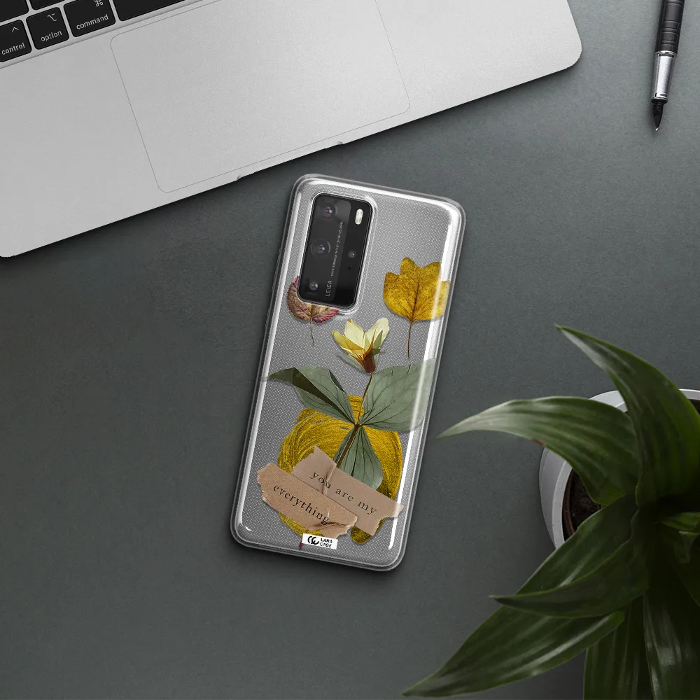 A Flower With Leaves And A Box Huawei P40 Pro Clear Tpu Case