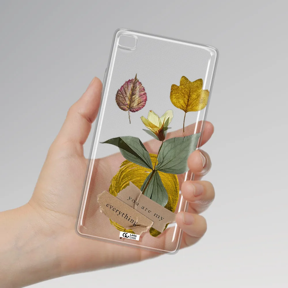 A Flower With Leaves And A Box Huawei P8 Clear Tpu Case