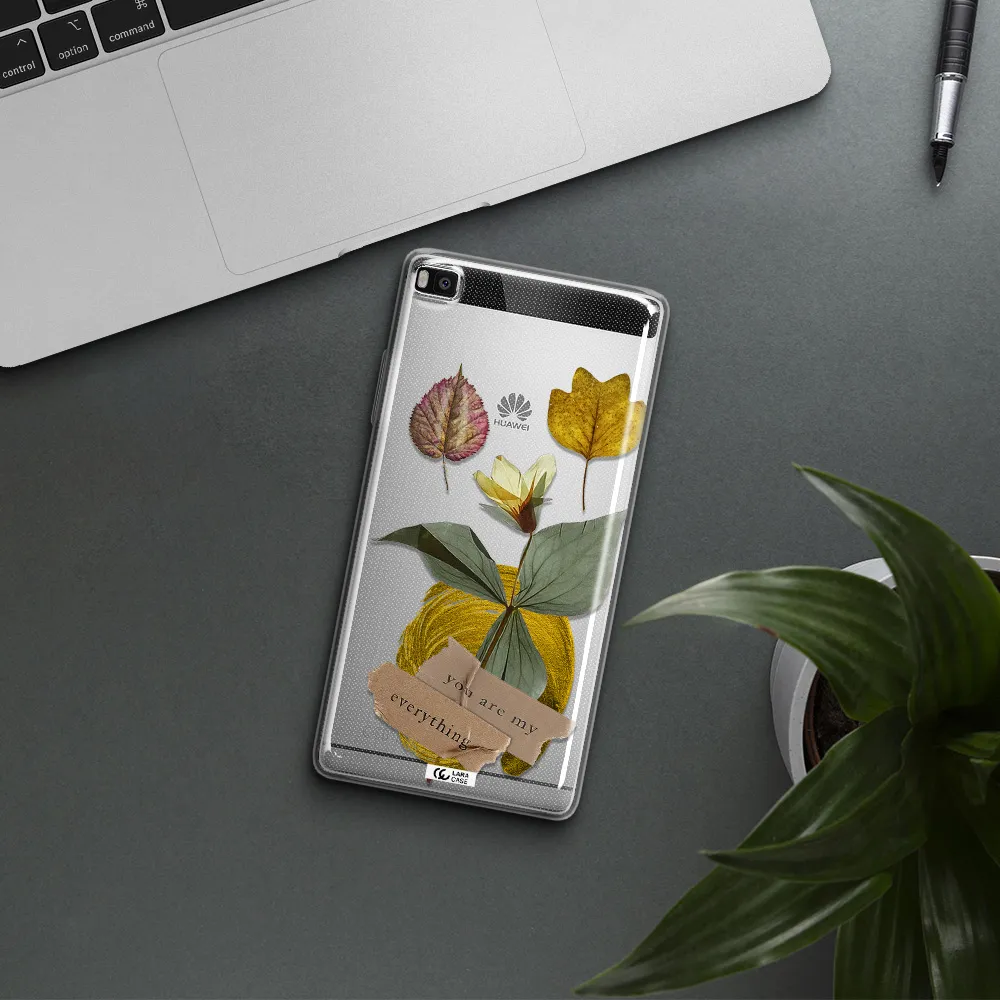 A Flower With Leaves And A Box Huawei P8 Clear Tpu Case