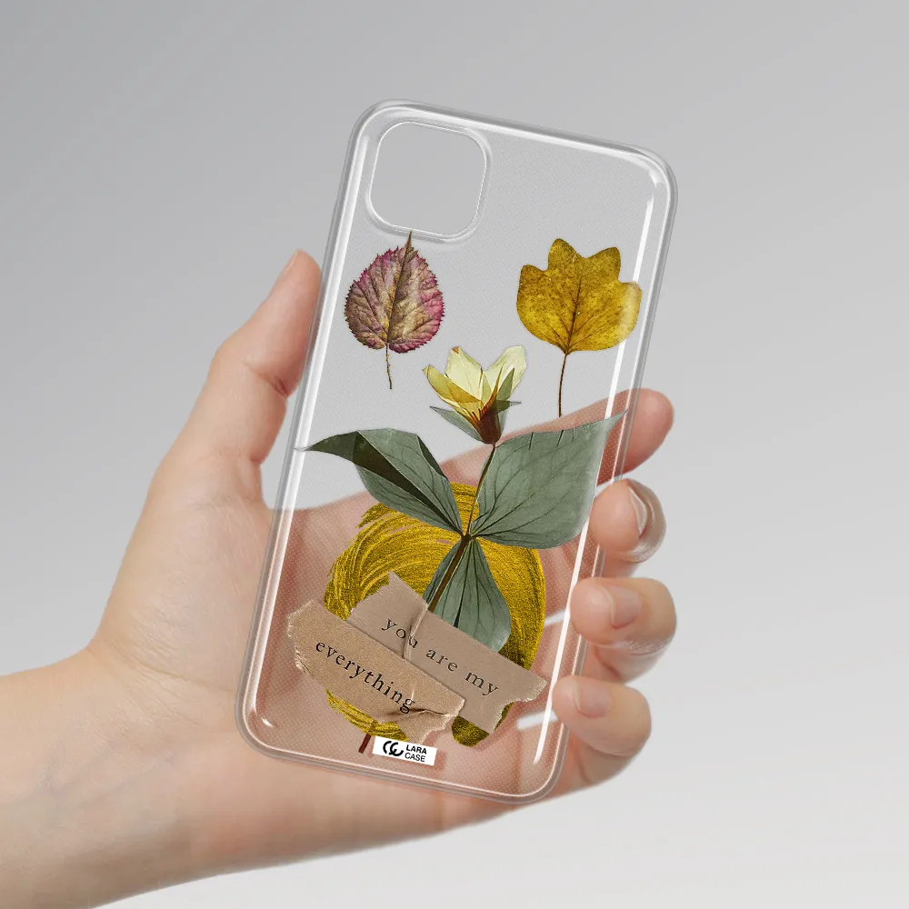 A Flower With Leaves And A Box Huawei Y5P Clear Tpu Case