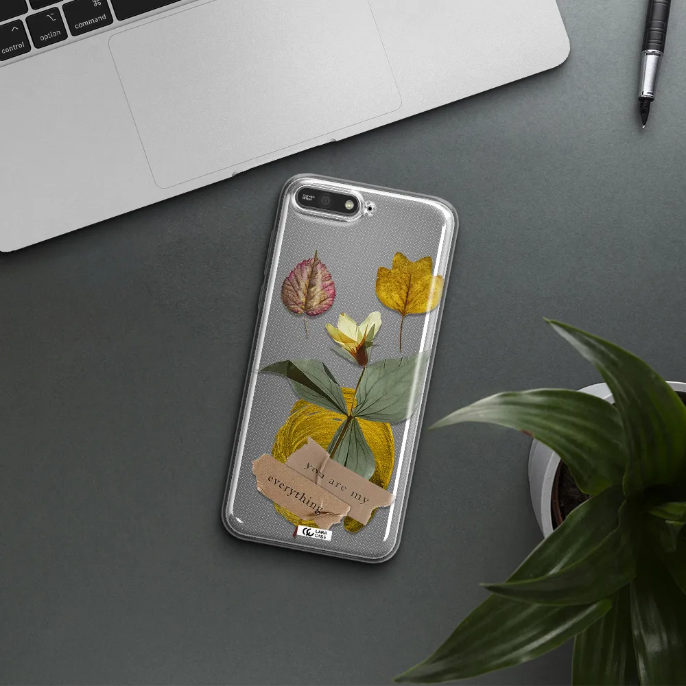 A Flower With Leaves And A Box Huawei Y6 2018 Clear Tpu Case