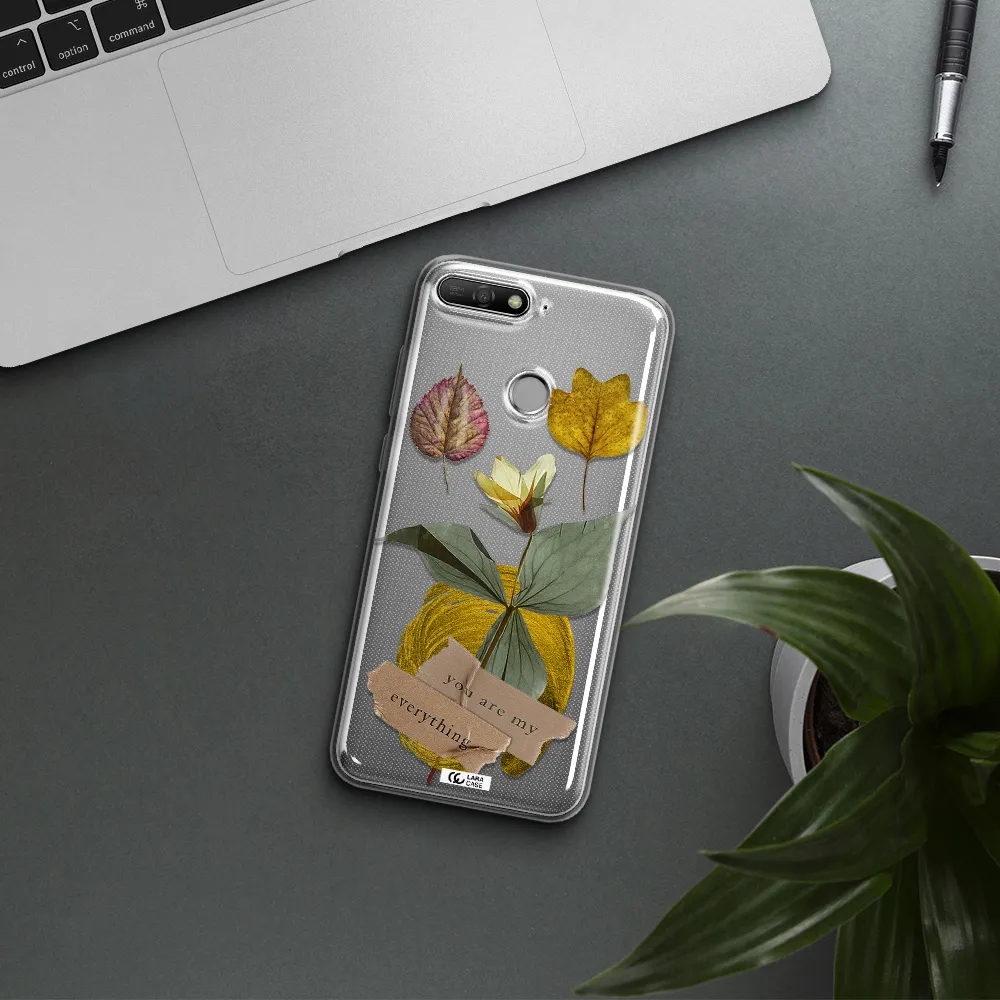 A Flower With Leaves And A Box Huawei Y6 Prime 2018 Clear Tpu Case