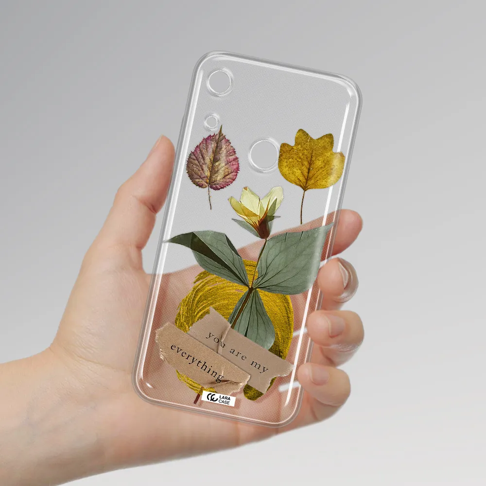 A Flower With Leaves And A Box Huawei Y6S Clear Tpu Case