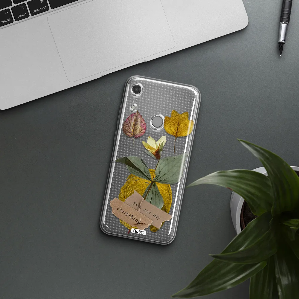 A Flower With Leaves And A Box Huawei Y6S Clear Tpu Case
