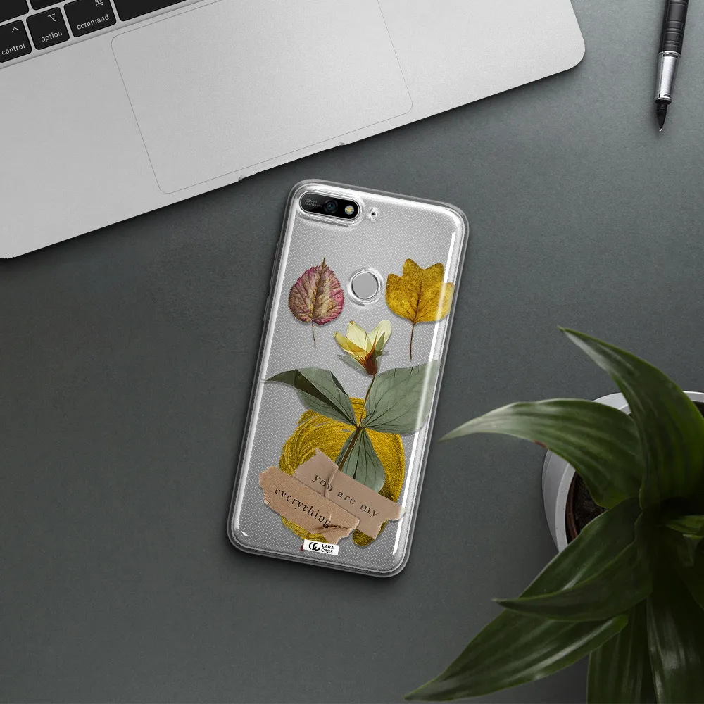A Flower With Leaves And A Box Huawei Y7 2018 Clear Tpu Case