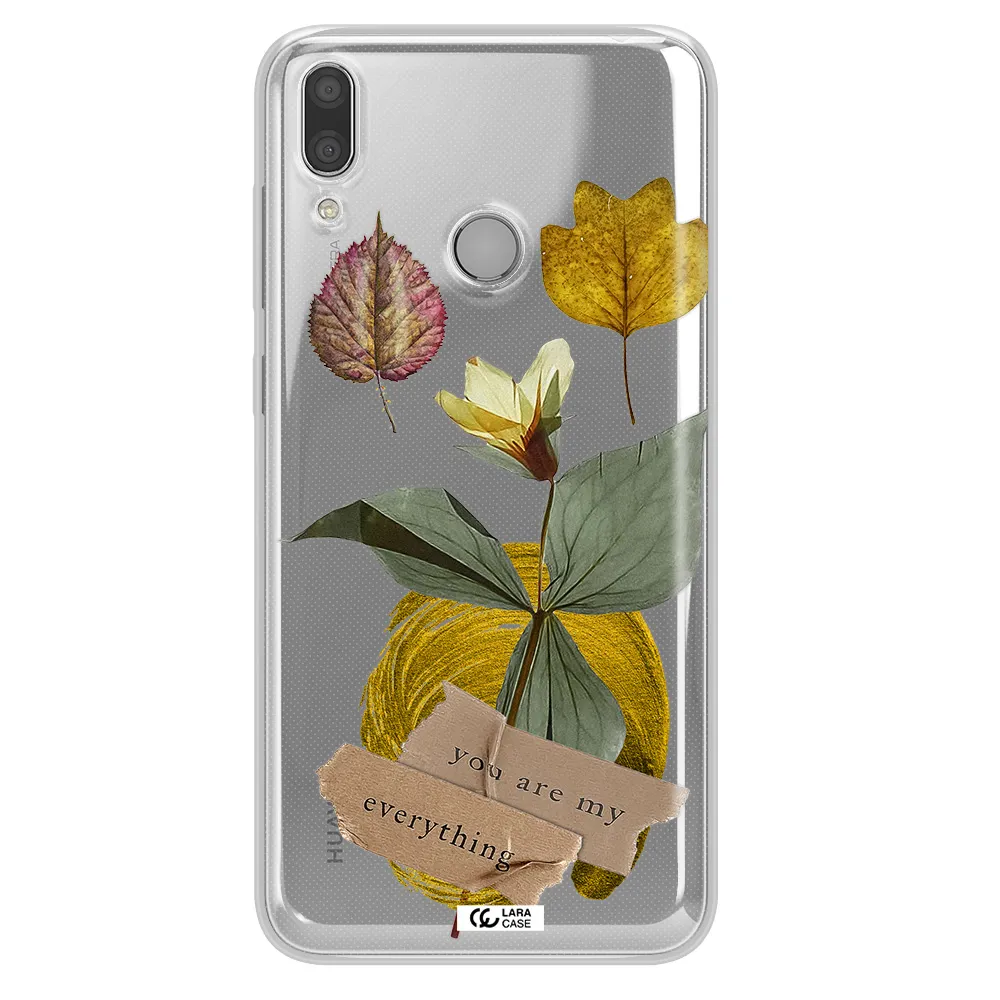 A Flower With Leaves And A Box Huawei Y9 2019 Clear Tpu Case