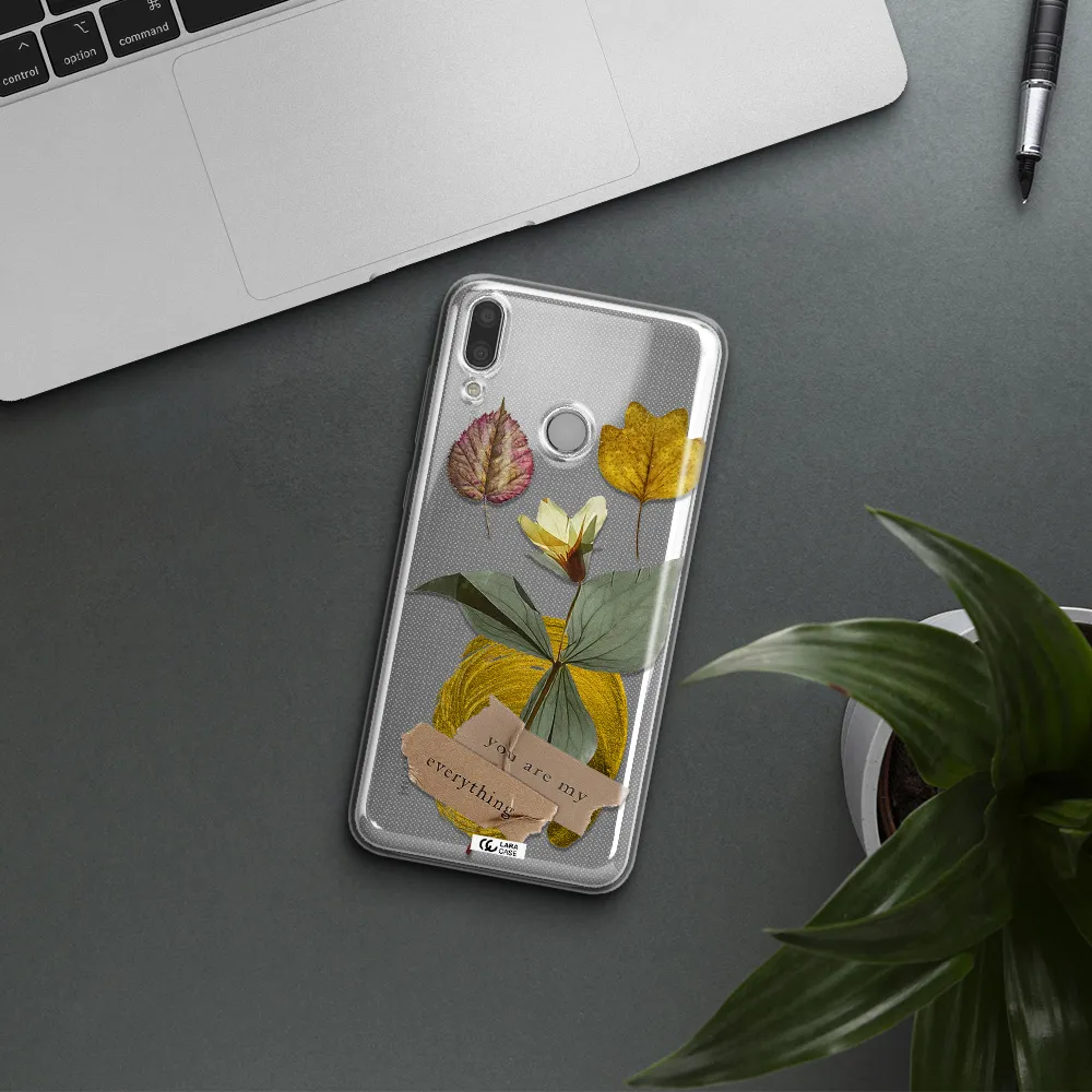 A Flower With Leaves And A Box Huawei Y9 2019 Clear Tpu Case