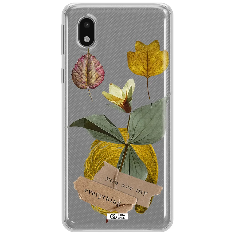 A Flower With Leaves And A Box Samsung A01 Core Clear Tpu Case