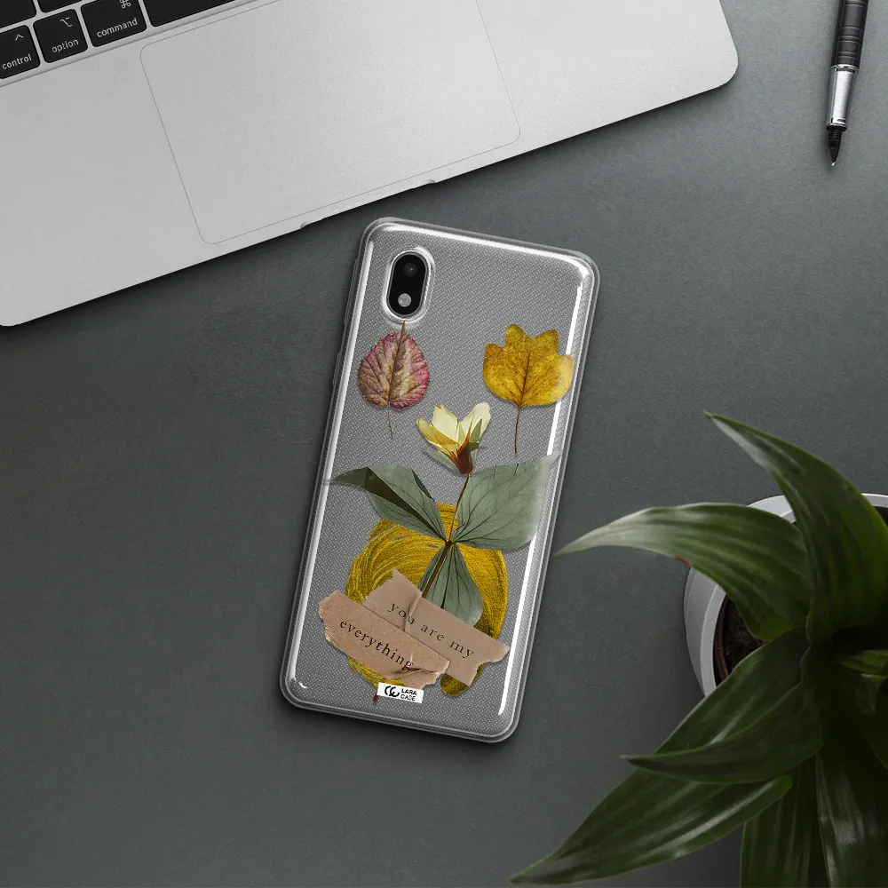 A Flower With Leaves And A Box Samsung A01 Core Clear Tpu Case