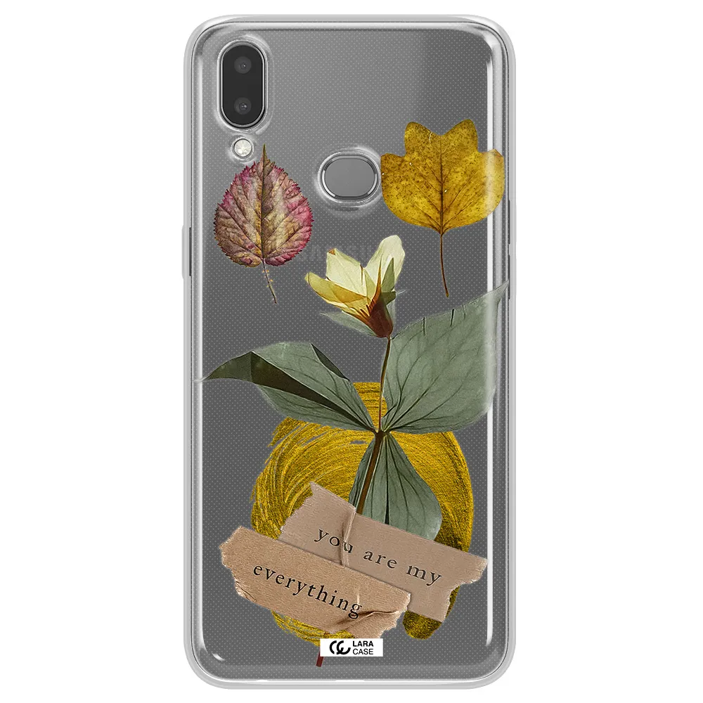 A Flower With Leaves And A Box Samsung A10S Clear Tpu Case