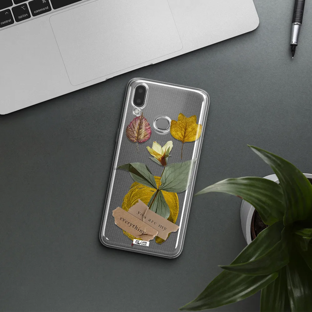 A Flower With Leaves And A Box Samsung A10S Clear Tpu Case