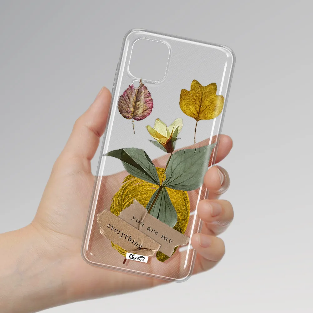 A Flower With Leaves And A Box Samsung A12 4G Clear Tpu Case
