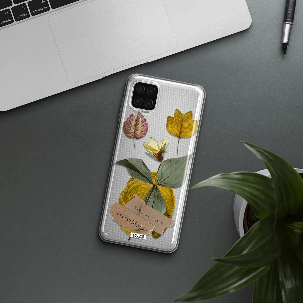 A Flower With Leaves And A Box Samsung A12 4G Clear Tpu Case