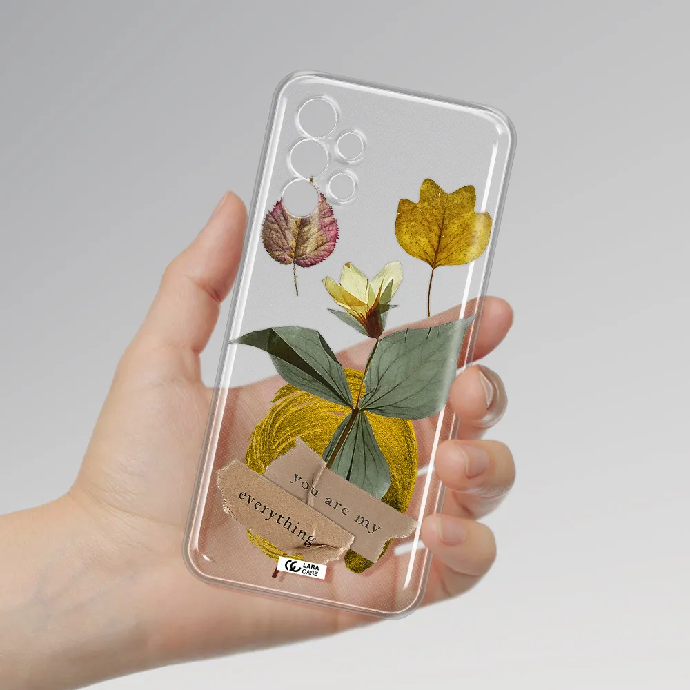A Flower With Leaves And A Box Samsung A13 4G Clear Tpu Case