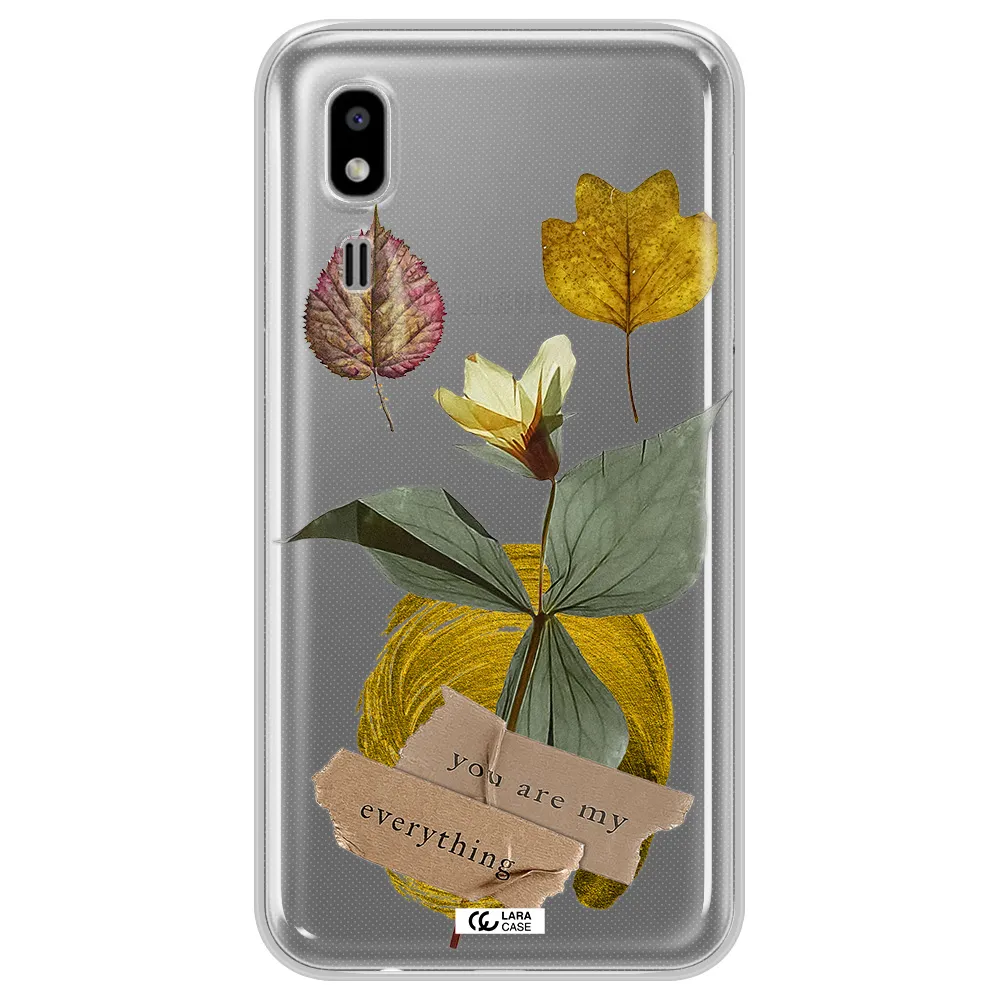 A Flower With Leaves And A Box Samsung A2 Core Clear Tpu Case