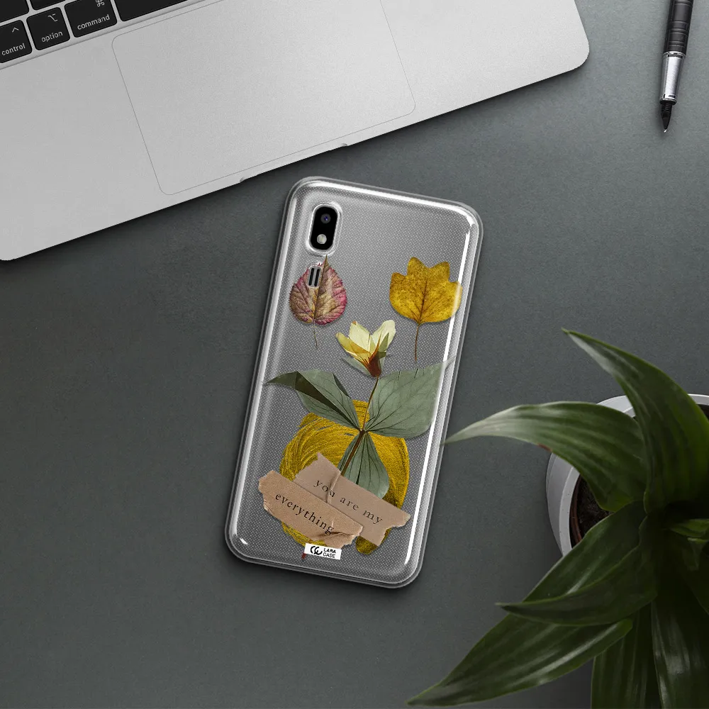 A Flower With Leaves And A Box Samsung A2 Core Clear Tpu Case