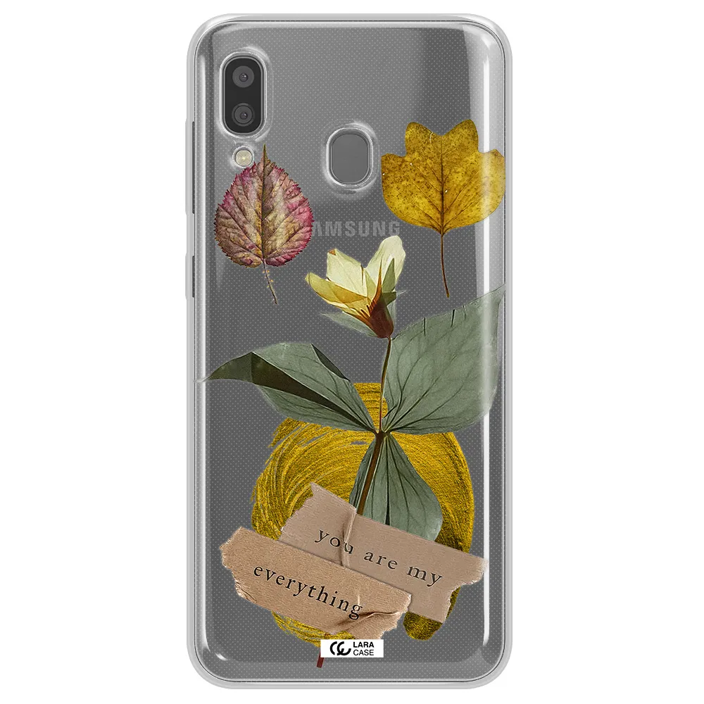 A Flower With Leaves And A Box Samsung A20 Clear Tpu Case