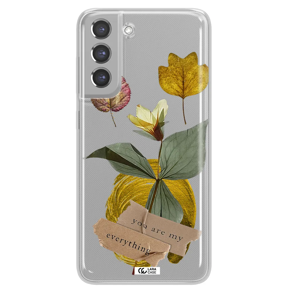 A Flower With Leaves And A Box Samsung A21 Fe Clear Tpu Case