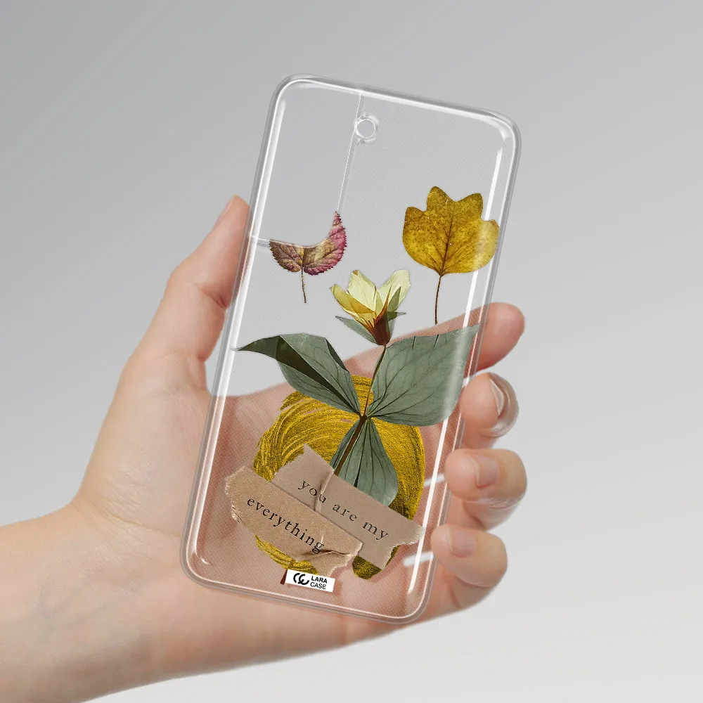 A Flower With Leaves And A Box Samsung A21 Fe Clear Tpu Case