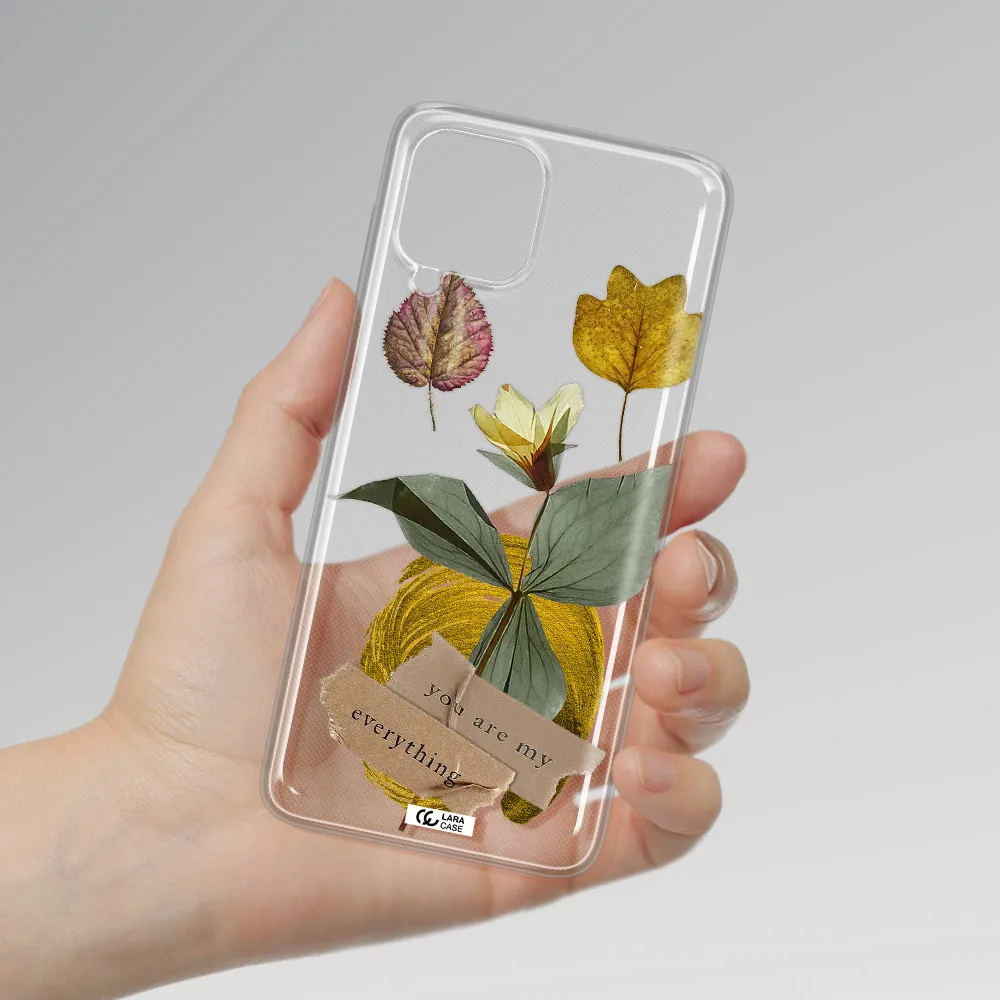 A Flower With Leaves And A Box Samsung A22 4G Clear Tpu Case