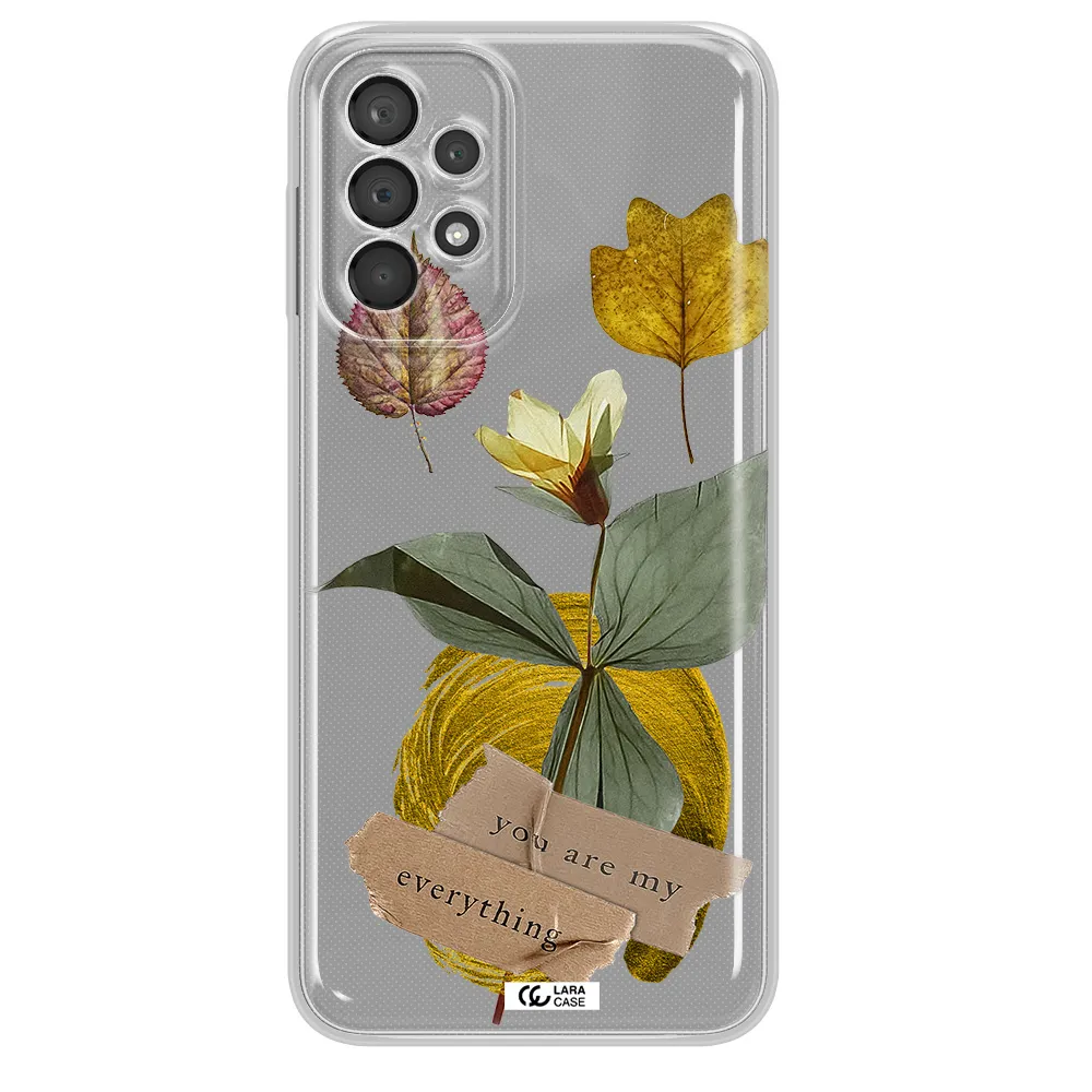A Flower With Leaves And A Box Samsung A23 5G Clear Tpu Case