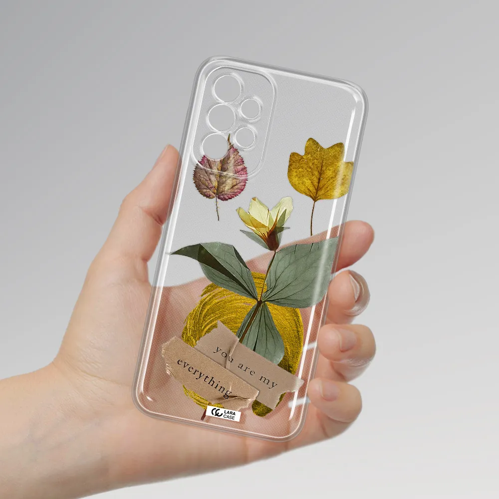 A Flower With Leaves And A Box Samsung A23 5G Clear Tpu Case