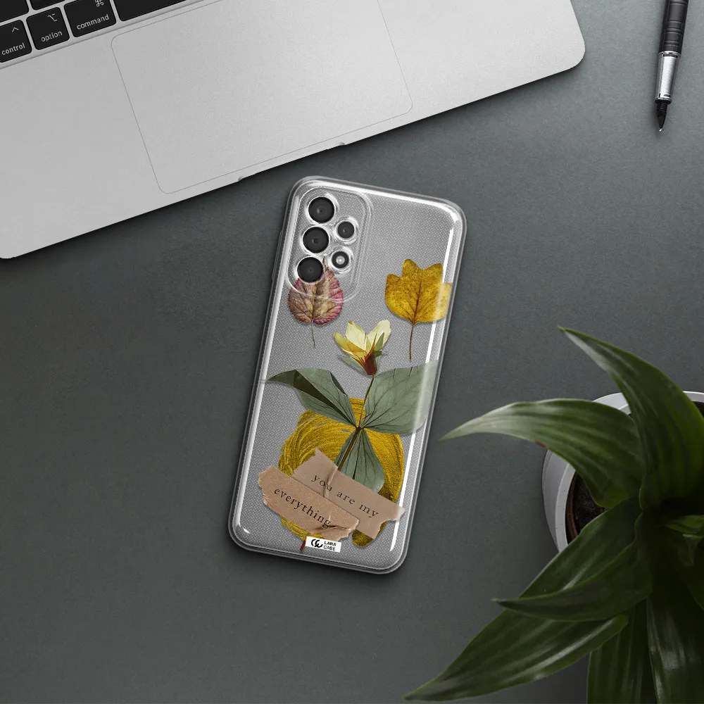 A Flower With Leaves And A Box Samsung A23 5G Clear Tpu Case