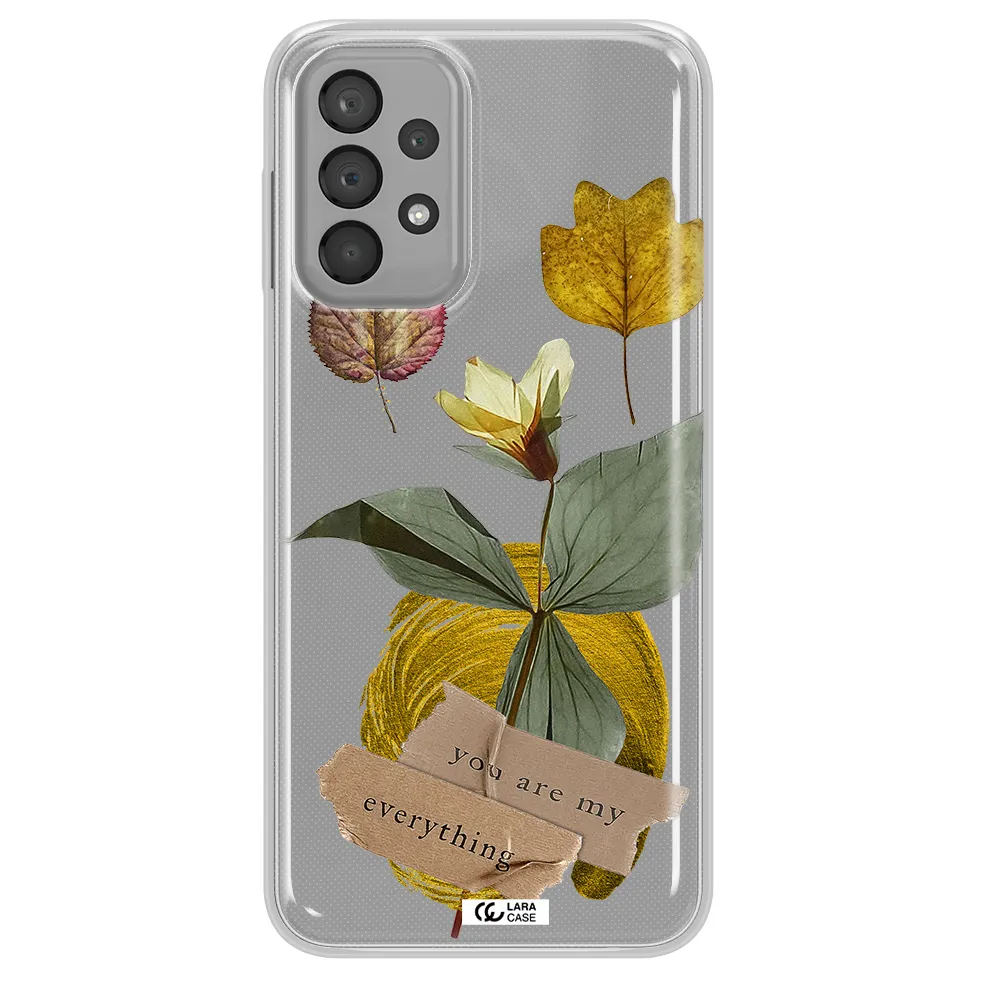 A Flower With Leaves And A Box Samsung A33 Clear Tpu Case
