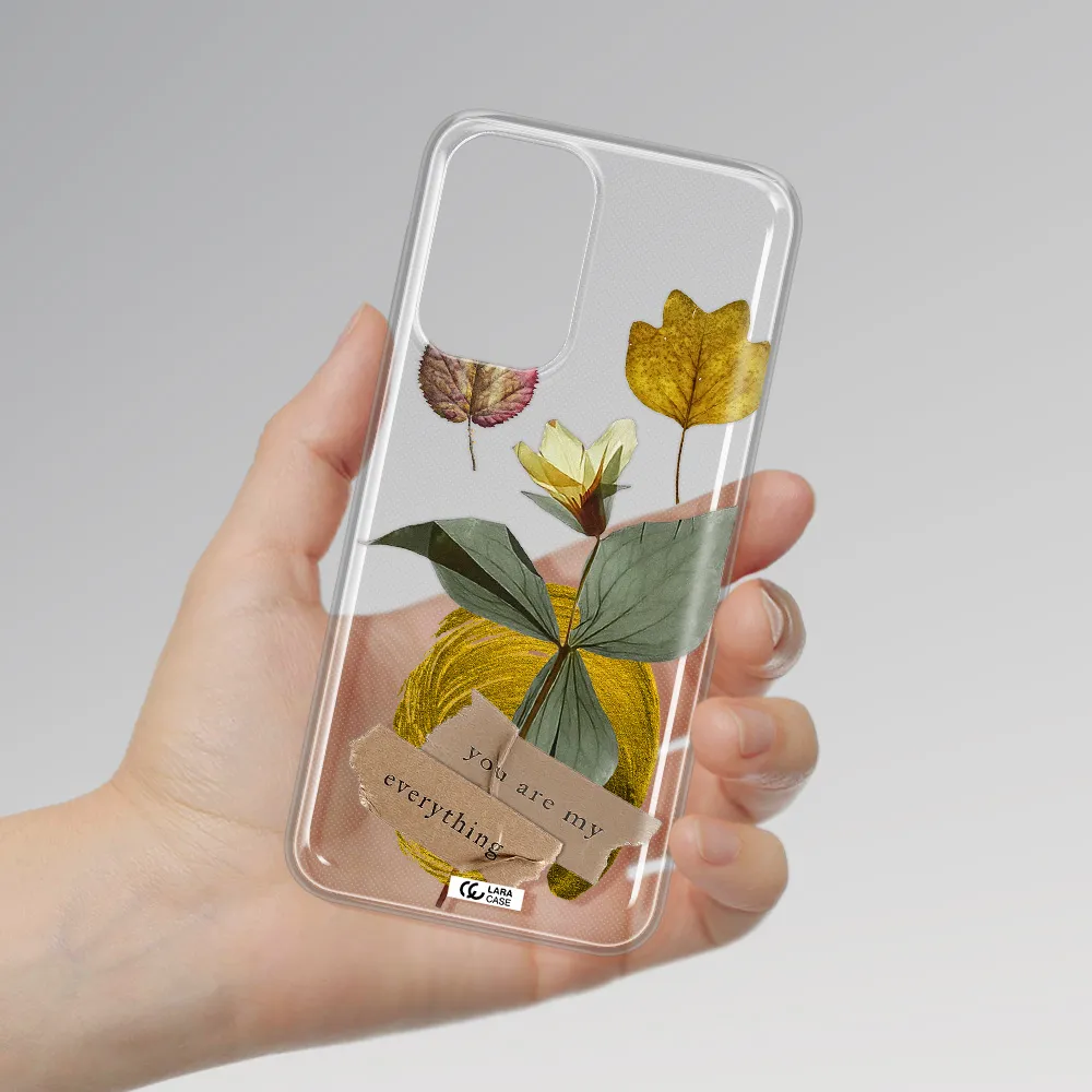 A Flower With Leaves And A Box Samsung A33 Clear Tpu Case
