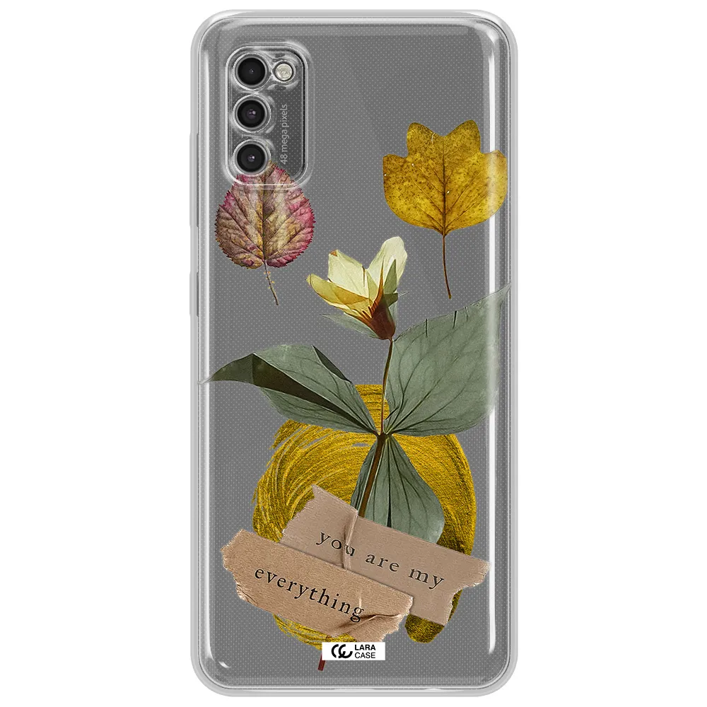 A Flower With Leaves And A Box Samsung A41 Clear Tpu Case
