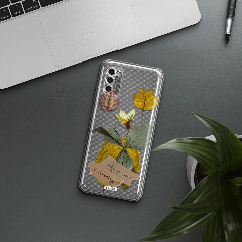 A Flower With Leaves And A Box Samsung A41 Clear Tpu Case