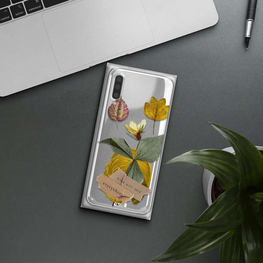 A Flower With Leaves And A Box Samsung A50S Clear Tpu Case